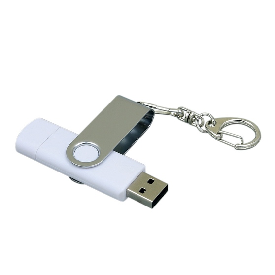 USB 2.0- флешка на 16 Гб с поворотным механизмом и дополнительным разъемом Micro USB-2