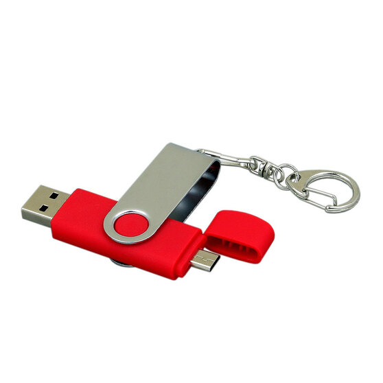 USB 2.0- флешка на 64 Гб с поворотным механизмом и дополнительным разъемом Micro USB-1