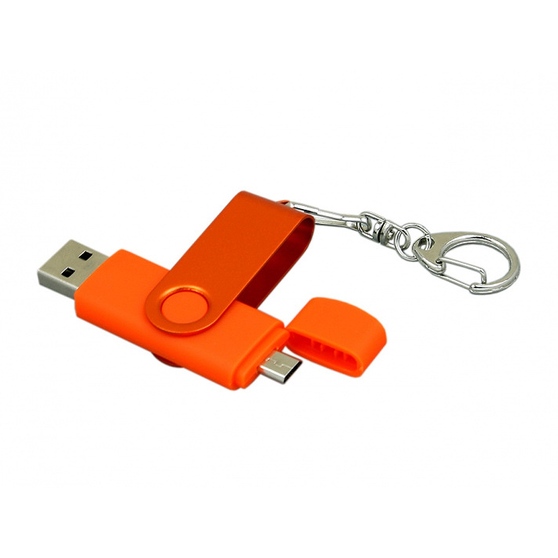 USB 2.0- флешка на 16 Гб с поворотным механизмом и дополнительным разъемом Micro USB-1