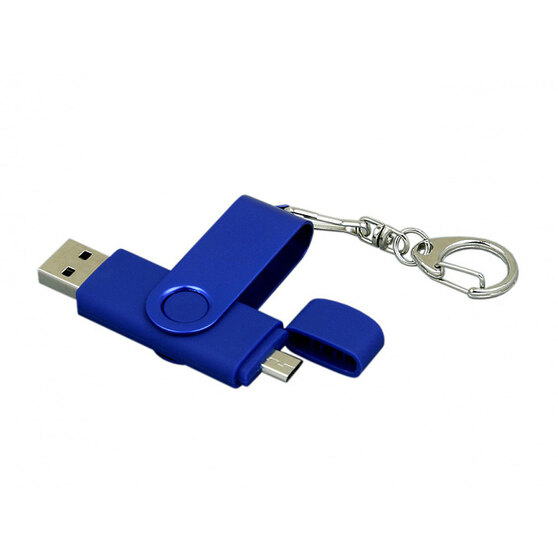 USB 2.0- флешка на 64 Гб с поворотным механизмом и дополнительным разъемом Micro USB-1