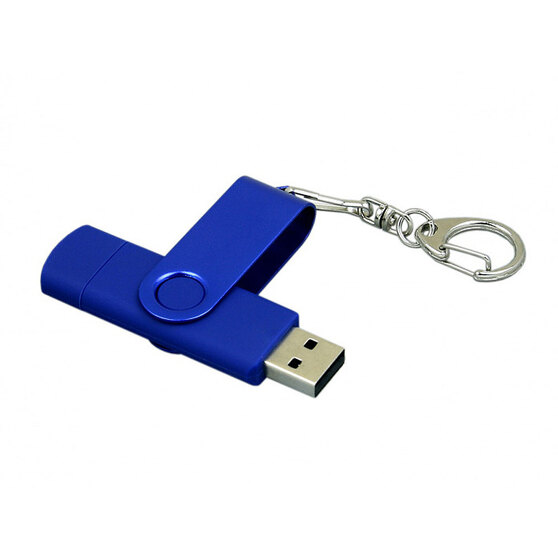 USB 2.0- флешка на 64 Гб с поворотным механизмом и дополнительным разъемом Micro USB-2