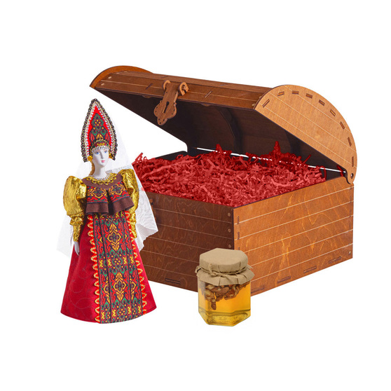 Подарочный набор: кукла фарфоровая, мёд с гецким орехом-1