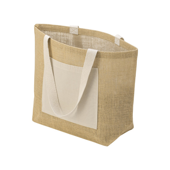 Сумка Jute джутовая с широким дном и карманом-1