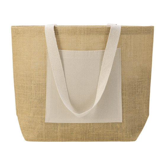 Сумка Jute джутовая с широким дном и карманом-4