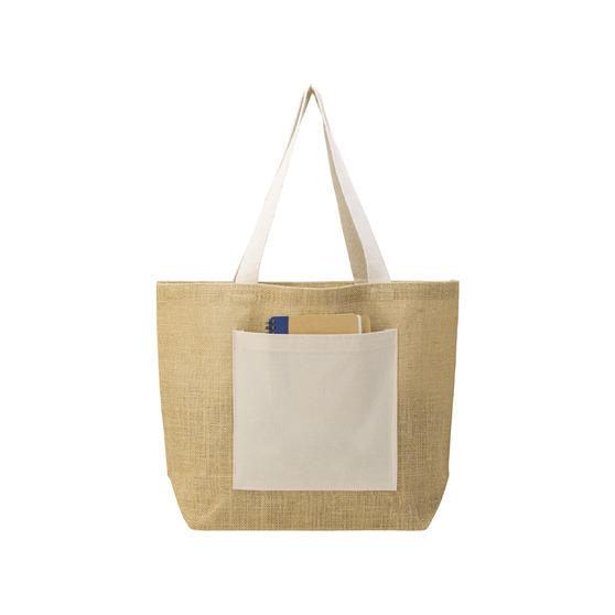 Сумка Jute джутовая с широким дном и карманом-7