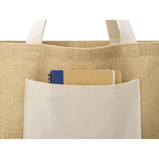 Сумка Jute джутовая с широким дном и карманом-8