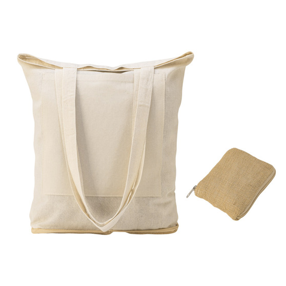 Складная сумка Jute из хлопка и джута с карманом-1