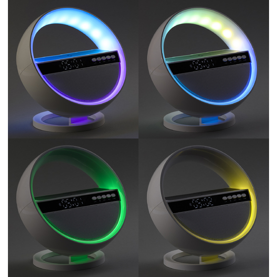 Bluetooth колонка "Smart Orb" 5Вт с беспроводным (15W) ЗУ, лампой, часами, FM радио-5