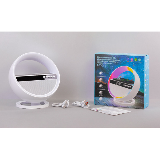 Bluetooth колонка "Smart Orb" 5Вт с беспроводным (15W) ЗУ, лампой, часами, FM радио-8