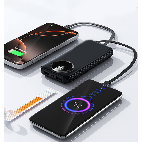 Зарядное устройство "Phantom" 10000 mAh с 4мя встроенными кабелями и цифровым индикатором заряда-4