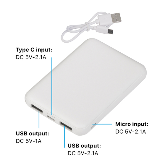 Зарядное устройство "Compact", 5000 mAh, белый-2