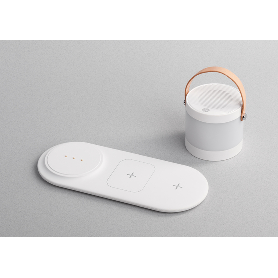 Настольная беспроводная (15W) зарядная станция "Smart Home" с bluetooth колонкой-лампой-1