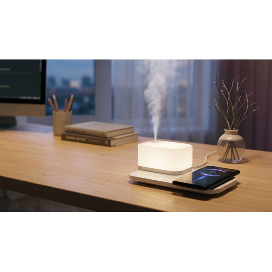 Настольная беспроводная (15W) зарядная станция  "Smart Base" с увлажнителем и лампой-2
