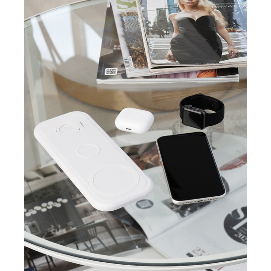 Настольная беспроводная (15W) зарядная станция "Snow Board" для смартфона, часов и наушников-6