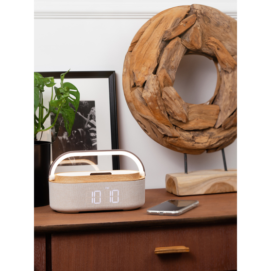 Bluetooth стерео-колонка "Smart Band" 10Вт (2х5Вт) с беспроводным (15W) ЗУ, лампой, часами, FM радио-7
