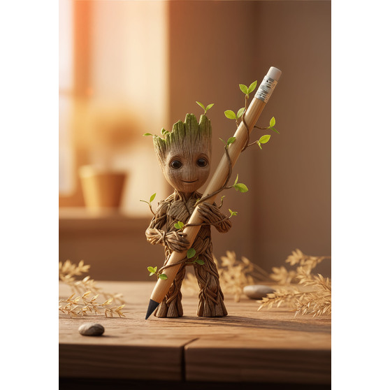 Вечный карандаш "Groot" с ластиком, бамбук-7