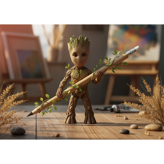 Вечный карандаш "Groot" с ластиком, бамбук-8