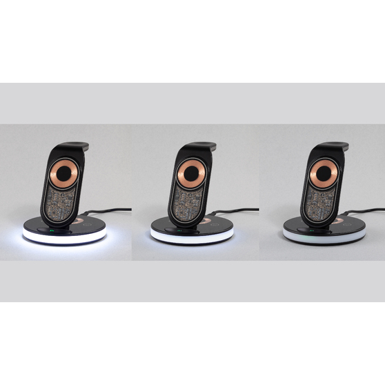 Беспроводная (15W) зарядная станция "Tron" с прозрачным корпусом и подсветкой-3