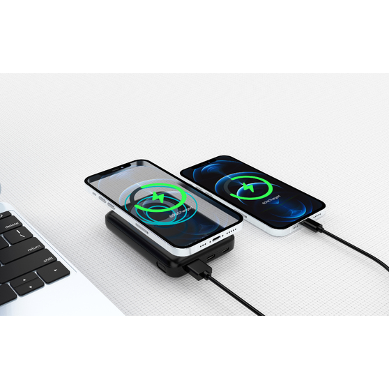 Беспроводное магнитное ЗУ "Forsage SOFTTOUCH", 8000 mAh с быстрой проводной (20W) и беспроводной (15W) зарядкой, покрытие soft touch-2