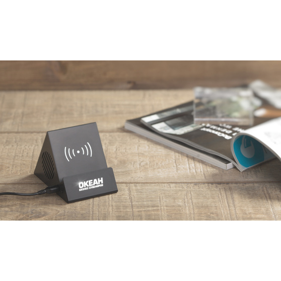Bluetooth колонка-подставка "Rock" 3Вт с беспроводным зарядным устройством и подсветкой логотипа-1