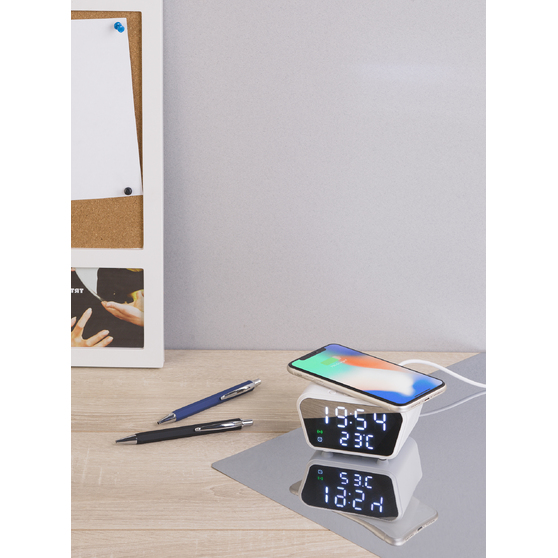 Настольные часы "Smart Clock" с беспроводным (15W) зарядным устройством, будильником и термометром-1