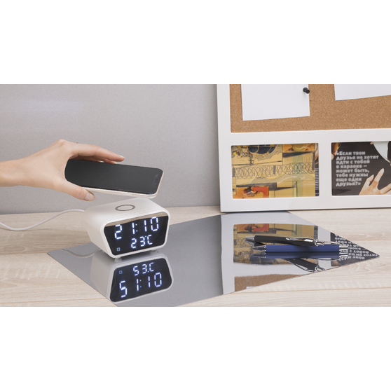 Настольные часы "Smart Clock" с беспроводным (15W) зарядным устройством, будильником и термометром-5