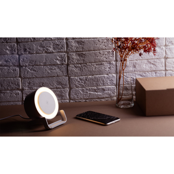 Bluetooth колонка-подставка "Smart Sound" с беспроводным (10W) зарядным устройством и лампой-1