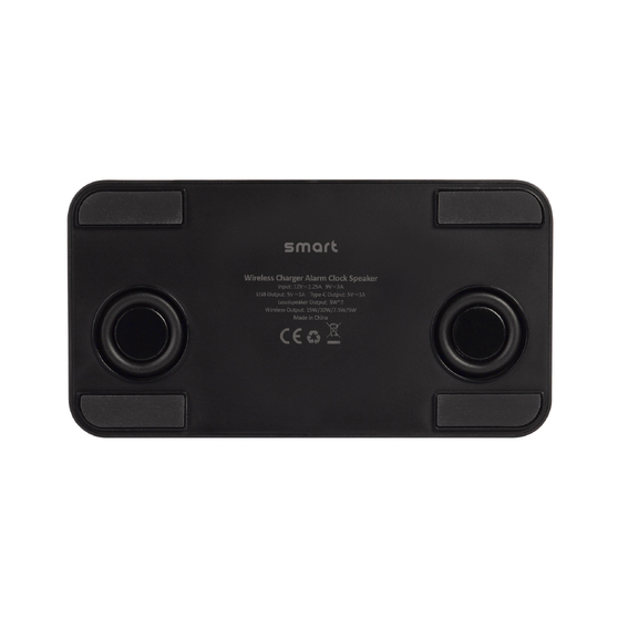 Настольные часы "Smart Box" с bluetooth колонкой (2х3Вт), беспроводным (15W) зарядным устройством и складной подставкой под смартфон-4