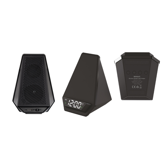Настольная Bluetooth колонка (3Вт) "Smart Pyramid" с часами и беспроводным (15W) зарядным устройством, с подсветкой логотипа-1