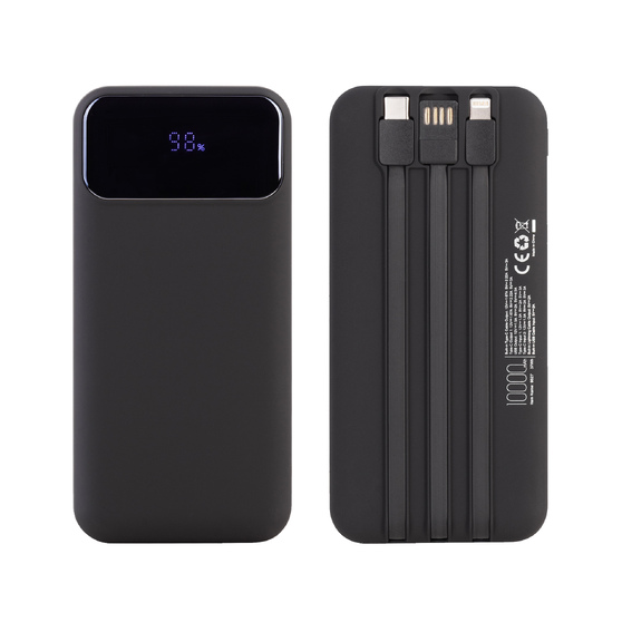 Зарядное (22.5W) устройство "Grade SOFTTOUCH" 10000 mAh с подсветкой логотипа, встроенными кабелями и цифровым индикатором заряда-5