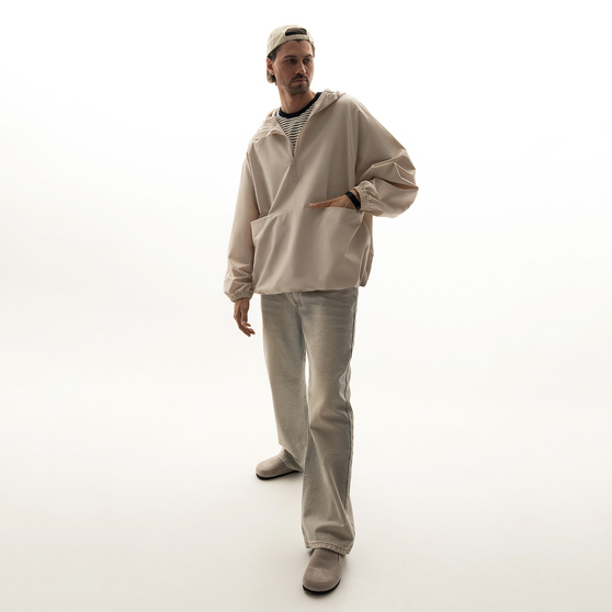 Ветровка (анорак) оверсайз унисекс Риссман (Rissman), бежевая, размер XL/XXL-12