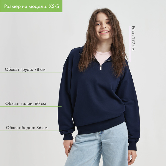 Толстовка на молнии унисекс Флоу (Flow), темно-синяя, размер 5XL/6XL-4