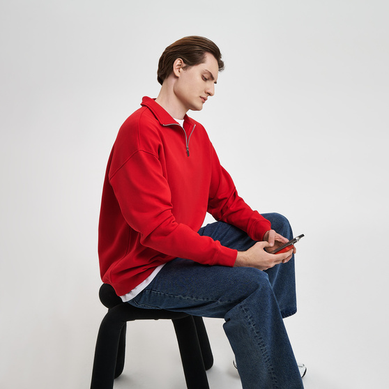 Толстовка на молнии унисекс Флоу (Flow), красная, размер XL/2XL-12