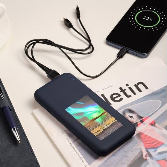 Внешний аккумулятор с подсветкой Люче (Luce) 10000 mAh, синий-10