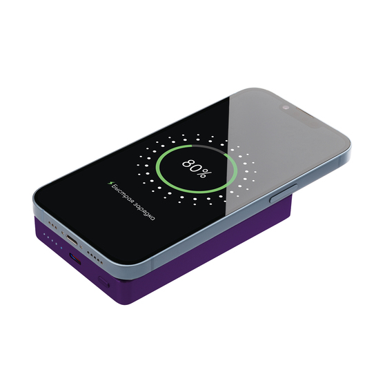 Внешний аккумулятор Атлантис Плюс PD (Atlantis PD Plus) 10000mAh с функцией беспроводной зарядки 15W, фиолетовый-7