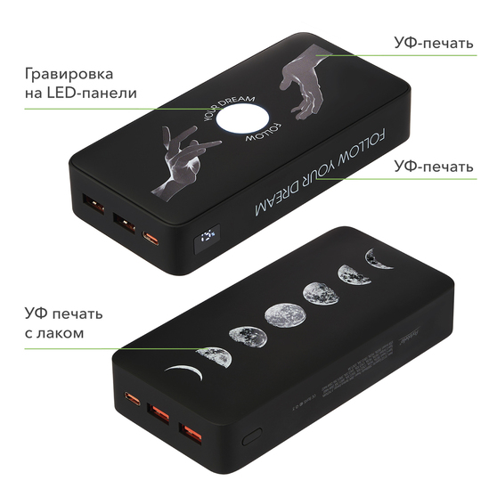 Внешний аккумулятор с подсветкой Анкор Плюс PD (Ancor PD Plus) 20000 mAh, черный-23