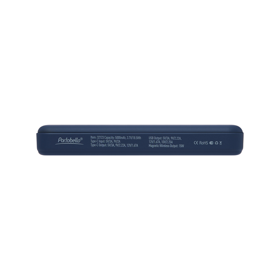 Внешний аккумулятор Ларго PD (Largo PD) 5000mAh с функцией беспроводной зарядки 15W, синий-12