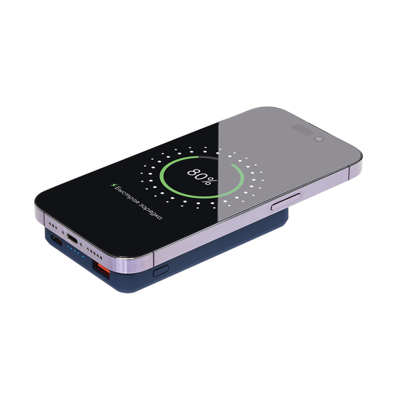 Внешний аккумулятор Ларго PD (Largo PD) 5000mAh с функцией беспроводной зарядки 15W, синий-14