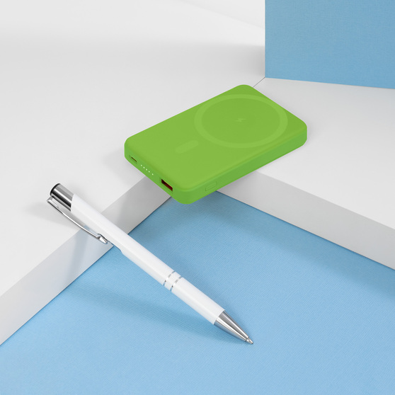 Внешний аккумулятор Ларго PD (Largo PD) 5000mAh с функцией беспроводной зарядки 15W, салатовый-16