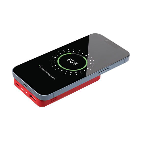 Внешний аккумулятор Ларго PD (Largo PD) 5000mAh с функцией беспроводной зарядки 15W, красный-15