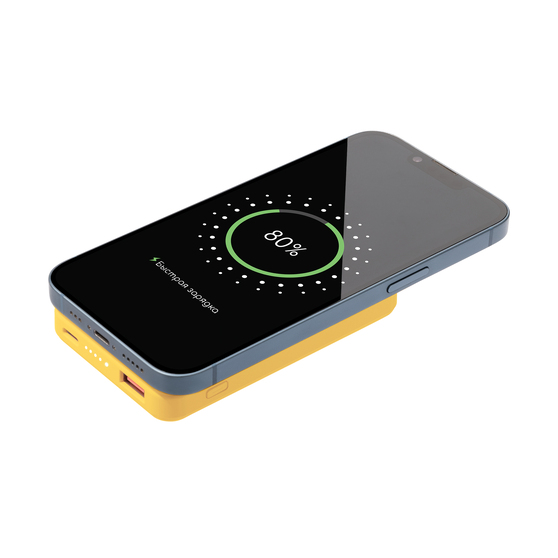 Внешний аккумулятор Ларго PD (Largo PD) 5000mAh с функцией беспроводной зарядки 15W, желтый-14