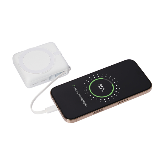 Внешний аккумулятор с подсветкой Риттер PD (Ritter PD) 10000mAh с функцией беспроводной зарядки 15W, белый-9