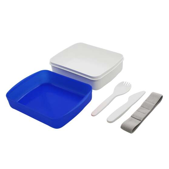 Ланч-бокс Lunch Blue line со столовыми приборами (синий)-3