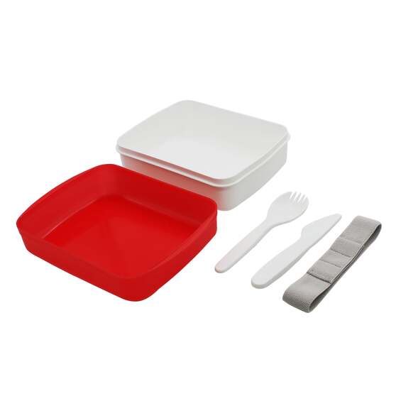 Ланч-бокс Lunch Blue line со столовыми приборами (красный)-3