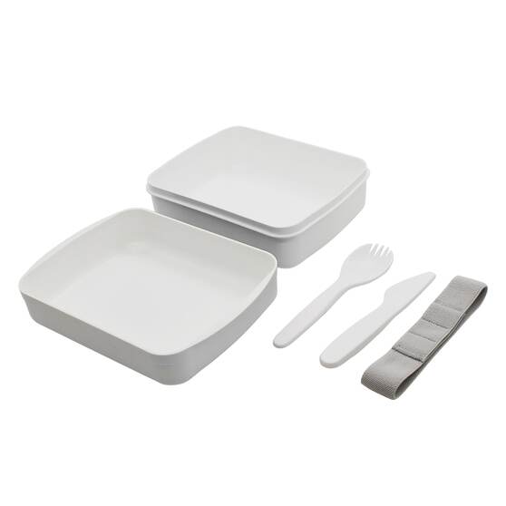 Ланч-бокс Lunch Green Line со столовыми приборами (белый)-3