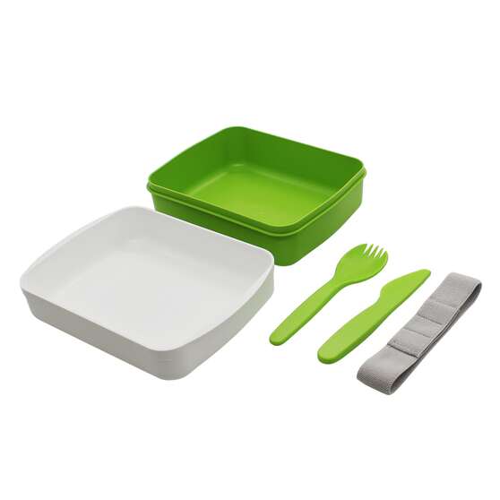 Ланч-бокс Lunch Green Line со столовыми приборами (салатовый)-3
