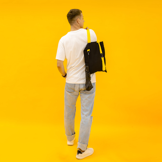 Шоппер Superbag black (чёрный с жёлтым)-5