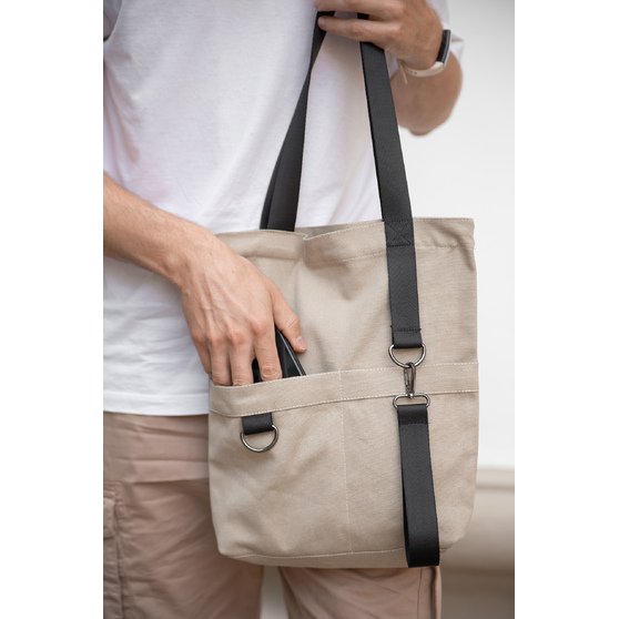 Шоппер Superbag ZIP, с двумя карманами и молнией (песочный)-7