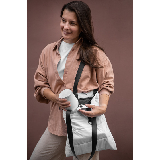Шоппер Superbag Bubble, стёганый, с магнитной кнопкой (белый с черным)-6
