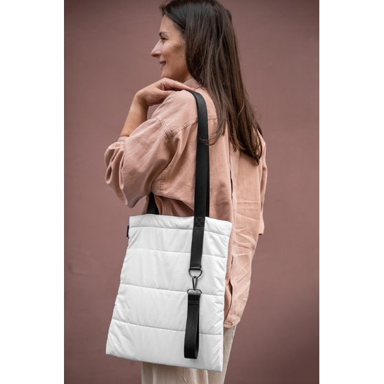 Шоппер Superbag Bubble, стёганый, с магнитной кнопкой (белый с черным)-7